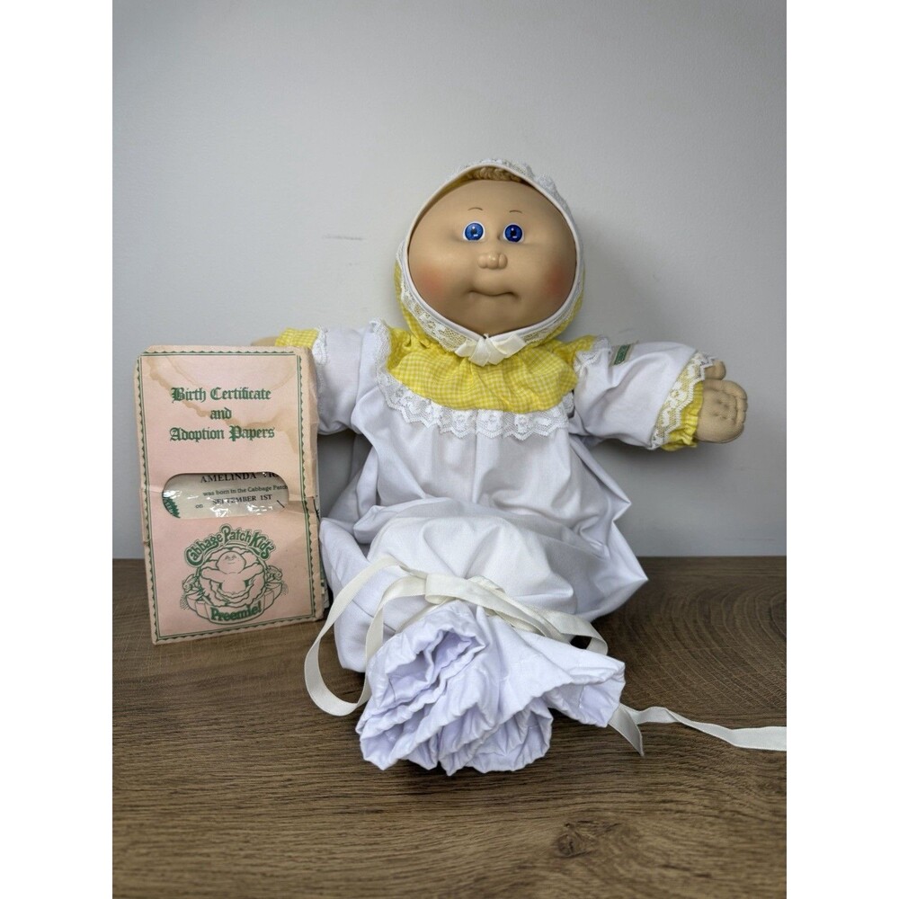 Vintage 1985 Cabbage Patch Kids Preemie With Birth Certificate & Outfit